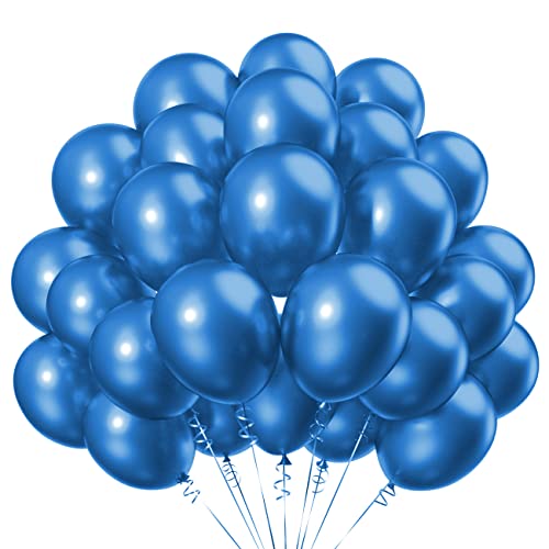 12 Zoll Blau Metallic Luftballons,Chrom Gold Helium Ballons für Partys Deko-50 Stück von CC Wonderland Zone