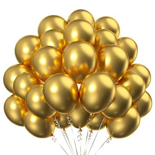 12 Zoll Gold Metallic Luftballons,Chrom Gold Helium Ballons für Partys Deko-50 Stück von CC Wonderland Zone