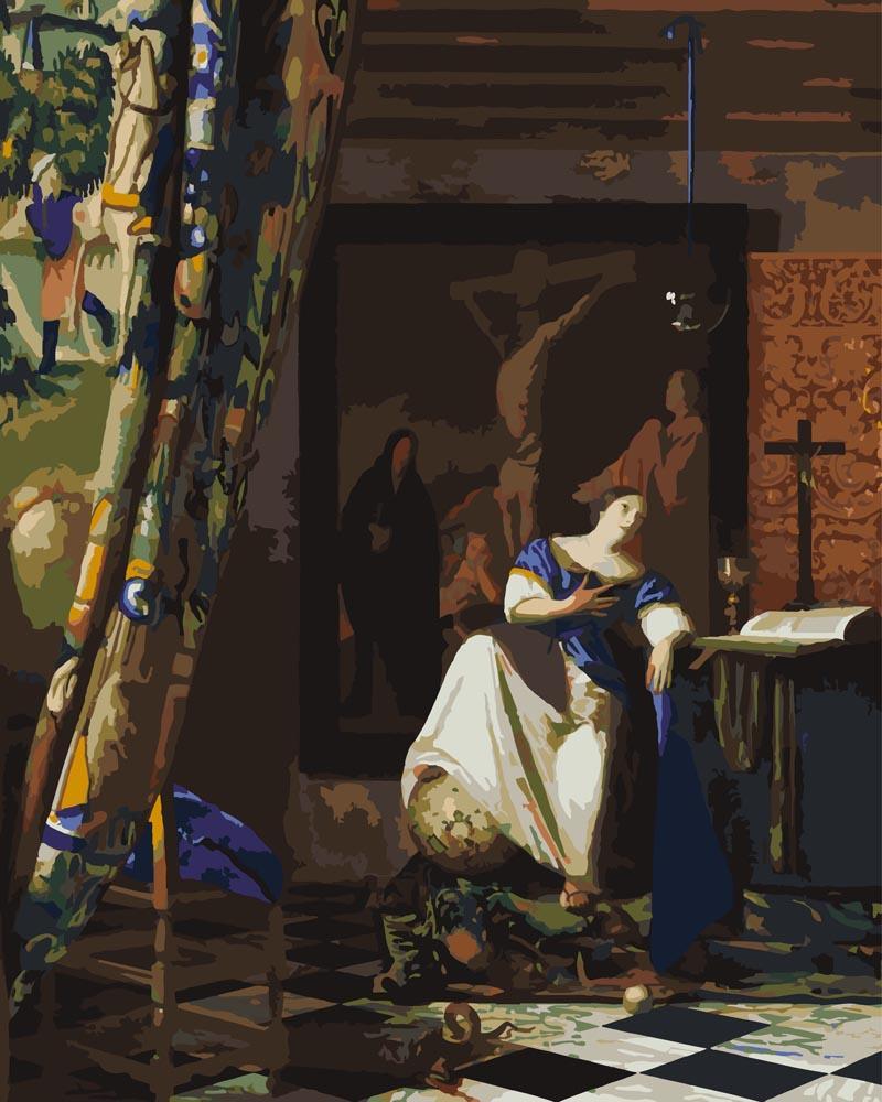 Malen nach Zahlen - Allegorie des katholischen Glaubens - Johannes Vermeer, ohne Rahmen von CC0