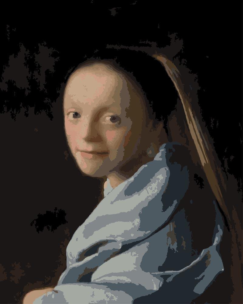 Malen nach Zahlen - Studie einer jungen Frau - Johannes Vermeer, ohne Rahmen von CC0