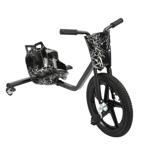 CCAUUB Verstellbares Kleinkind Dreirad Kids Trike, 3-Rad Fahrrad, Universal Hinterräder mit Lichtern, Fahrspielzeug für Jungen und Mädchen, Pedal Go Kart mit Big Wheel (Black Lightning) von CCAUUB