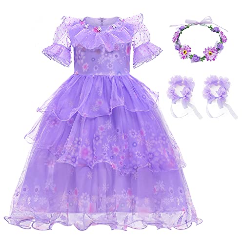 CCJRLM Encanto dress Mirabel dress encanto,Isabella encanto costume for girls Halloween Cosplay Dress Up With Glasses Earrings von CCJRLM