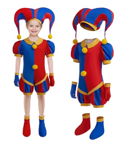 CCJRLM - Pomni-Kostüm für Kinder, Clown-Kostüm, Cosplay-Kostüm, Halloween-Party-Kostüm von CCJRLM