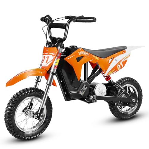 CCLIFE Elektro Motorrad Kinder Lithiumbatterie 36V 300W, 8/12/25 km/h, Elektrisch Pocket Bike Dirt Bike, Geschwindigkeit einstellbar, Max.65kg, Orange von CCLIFE