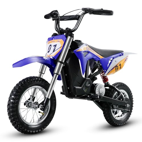 CCLIFE Elektro Motorrad Kinder Lithiumbatterie 36V 300W, 8/12/25 km/h, Elektrisch Pocket Bike Dirt Bike, Geschwindigkeit einstellbar, Max.65kg, Blau von CCLIFE