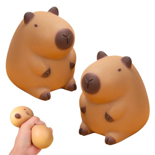 Capybara Stress Spielzeug, 2 Stück Capybara Gumdrop Squishy Fidget Toy, Super Soft Squeeze Toys, Antistress Spielzeug Squishy, Capybara Stressabbau Squeeze Toys Geschenke für Kinder Erwachsene von CCLWY