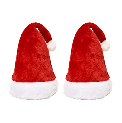 CCOOfhhc Weihnachtsmütze 2 Stück, Plüsch Nikolausmütze Erwachsene mit Soft Liner Rote Santa Mütze Nikolaus Weihnachtsmann Mütze für Herren Damen Kinder Perfekt für Weihnachtsfeiern Christmas Hat von CCOOfhhc