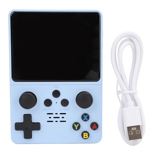 Retro-Handheld-Spielekonsole, 3,5-Zoll-IPS-Bildschirm, 64G-Memory-Spiele, 20 Simulatoren, RK3326 1,5-GHz-CPU, 3500-mAh-Akku, Lange Spielzeit, Volle Passform, für Großen (blau 128G) von CCYLEZ