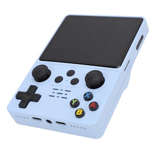 Retro-Handheld-Spielekonsole, 3,5-Zoll-IPS-Bildschirm, 64G-Memory-Spiele, 20 Simulatoren, RK3326 1,5-GHz-CPU, 3500-mAh-Akku, Lange Spielzeit, Volle Passform, für Großen (blau 64G) von CCYLEZ