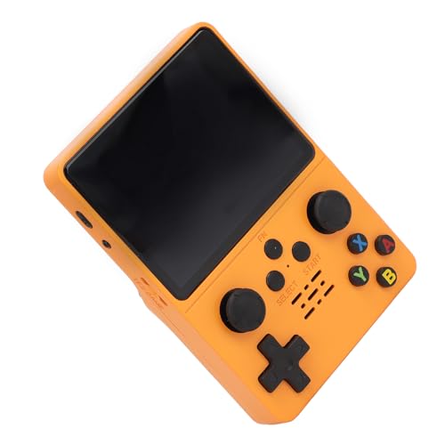 Retro-Handheld-Spielekonsole, 3,5-Zoll-IPS-Bildschirm, 64G-Memory-Spiele, 20 Simulatoren, RK3326 1,5-GHz-CPU, 3500-mAh-Akku, Lange Spielzeit, Volle Passform, für Großen (orange von CCYLEZ