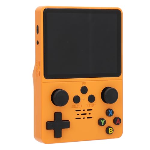 Retro-Handheld-Spielekonsole, 3,5-Zoll-IPS-Bildschirm, 64G-Memory-Spiele, 20 Simulatoren, RK3326 1,5-GHz-CPU, 3500-mAh-Akku, Lange Spielzeit, Volle Passform, für Großen (orange von CCYLEZ