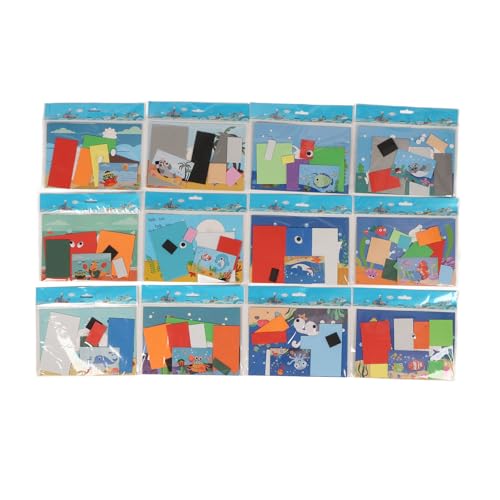 12 Stück 3D-Eva-Schaum-Aufkleber, Puzzle-Spiel, Cartoon-Tier-Lernspielzeug, Kunst-Bastel-Sets für Kleinkinder und Kinder, Pädagogische Interaktive Puzzle-Aufkleber (Maritime Welt) von CDQL