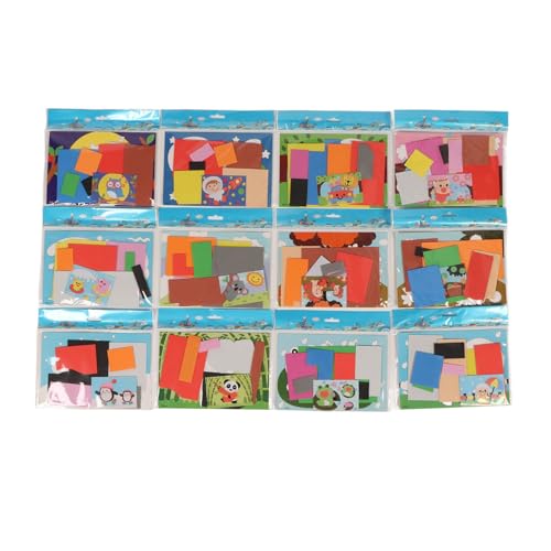 12 Stück 3D-Eva-Schaum-Aufkleber, Puzzle-Spiel, Cartoon-Tier-Lernspielzeug, Kunst-Bastel-Sets für Kleinkinder und Kinder, Pädagogische Interaktive Puzzle-Aufkleber (Typ 2) von CDQL