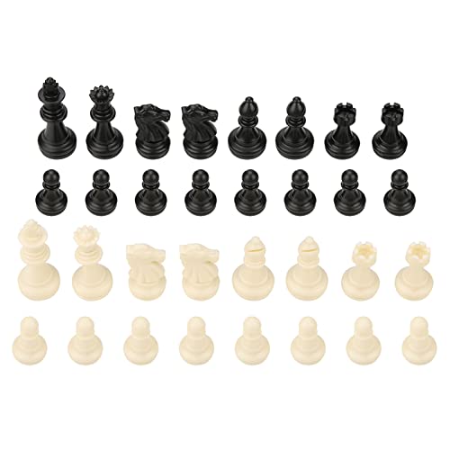 Internationale 32 Standard-Schachfiguren, Ersatz-Turnier-Schachfiguren, Schwarz-Weiß, Kunststoff-Schach-Brettspiel-Bauern-Zubehör von CDQL