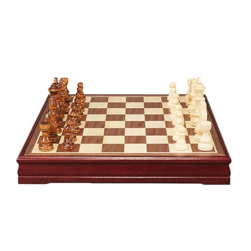 International Chess Wood Chess Set Professional Chess Board with Chess Pieces and Storage Slots Family Game Chess Set Traditional Game Chess Gifts von CEDLSF