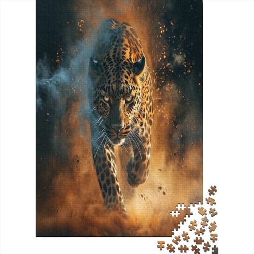 Leopard 1000 Stück Puzzles Für Erwachsene Teenager Stress Abbauen Familien-Puzzlespiel Mit Poster in 1000-teiliges Puzzle Kinder Lernspiel Spielzeug Geschenk Puzzel 1000pcs (75x50cm) von CEJORUVAX