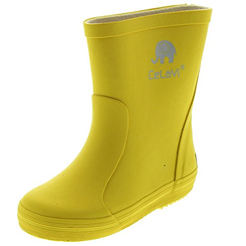 Celavi Kinder Unisex Wasserdichte Gummistiefel, 100% Naturkautschuk Regenstiefel, Größe: 23, Farbe: Gelb, 1147 von Celavi