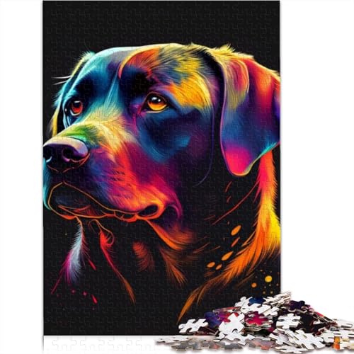 Buntes Labrador-Puzzle für Erwachsene, 1000 Teile, Puzzles für Erwachsene, Puzzles aus Holz, schwierige schwere Puzzles, 1000 Teile (75x50cm) von CELFER