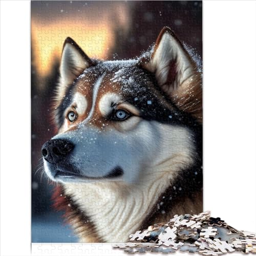 Husky Dog Snow Puzzle für Erwachsene 1000 Teile Puzzle für Erwachsene Holzpuzzle Geschenke Familienspiel für Erwachsene und 1000 Teile (75 x 50 cm) von CELFER