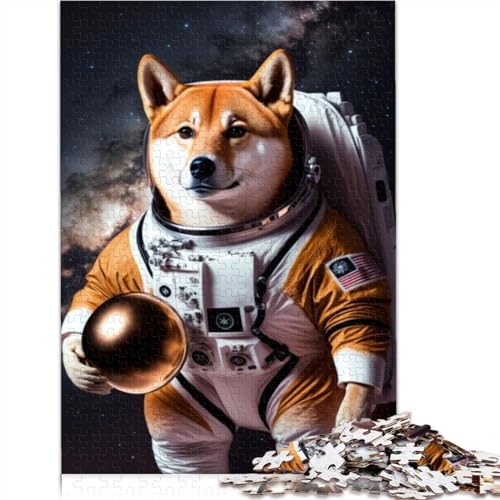 Puzzle 1000 Teile für Erwachsene Shiba Astronaut Erwachsenenpuzzle Holzpuzzle für Erwachsene Lernspiel Herausforderungsspielzeug 1000 Teile (75x50cm) von CELFER