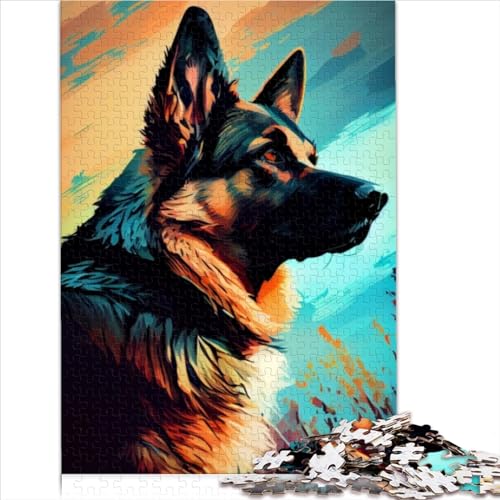 Puzzle Deutscher Schäferhund bunt 1000 Teile für Erwachsene Puzzles für Erwachsene Holzpuzzle Weihnachten Geburtstagsgeschenke 1000 Stück (75x50cm) von CELFER