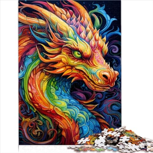 Puzzle Psychedelic Art Dragon 1000 Teile Puzzle für Erwachsene und Kinder Woodiness Puzzles Family Fun Puzzle 1000 Teile (75 x 50 cm) von CELFER