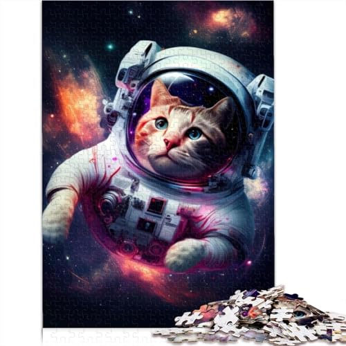 Puzzles, Weltraumkatze, 300 Teile, für Teenager, Geschenke, Puzzle für Erwachsene, Holzpuzzle, Geschenke, Familienspiel für Erwachsene und 300 Teile (40x28cm) von CELFER