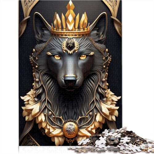 Puzzles 1000 Teile Puzzles für Erwachsene Schwarzer Wolf Golden Art Deco Erwachsene Puzzle Holzpuzzle für Erwachsene für Erwachsene + 1000 Teile (75x50cm) von CELFER