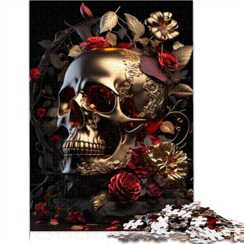 Puzzles 1000 Teile für Erwachsene Golden Skull Puzzles für Erwachsene Holzpuzzles Nachhaltiges Puzzle für Erwachsene 1000 Teile (75x50cm) von CELFER