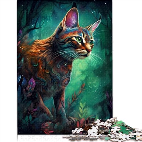 Puzzles Savannah Cat Sorcery 1000 Teile für Teenager, Geschenke für Erwachsene, Holzpuzzles für Erwachsene, Puzzles für Erwachsene, Teenager, 1000 Teile (75x50cm) von CELFER