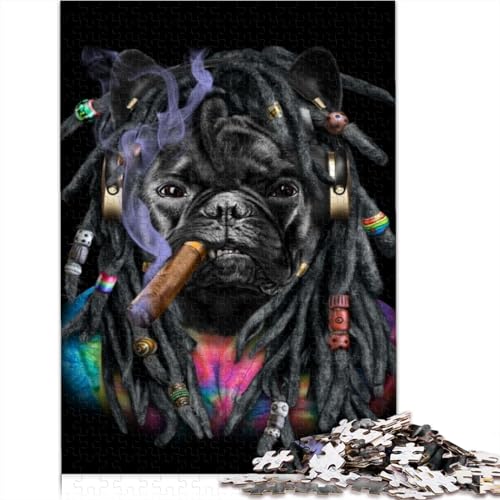 Puzzles für Erwachsene, 1000-teiliges Puzzle, französische Bulldogge, Dreadlocks, Erwachsenenpuzzles, Bywood-Puzzle für Erwachsene, Denksportaufgaben für Erwachsene, 1000 Teile (75x50cm) von CELFER