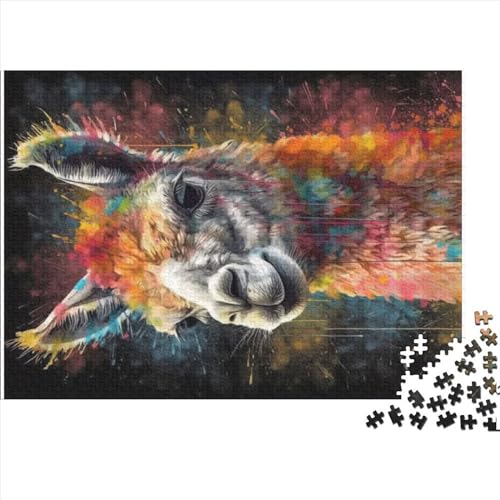 Puzzles für Erwachsene Lama Malerei 1000 Teile für Erwachsene Puzzles Holzpuzzles für Erwachsene Lernspielzeug 1000 Stück (75 x 50 cm) von CELFER