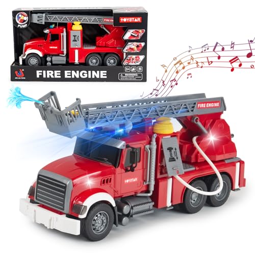 CELMAN Großes Feuerwehrauto Spielzeug 1:16 mit Wasserspritze, Licht & Sound, Feuerwehr Fahrzeuge Spielzeug Geschenk für Kinder Jungen 3 4 5 6 7 8 Jahre von CELMAN