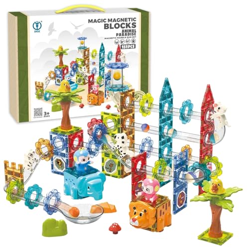 CELMAN Magnetische Bausteine 151 Stück Tierpark Kugelbahn Set 3D, Konstruktion Magnet Bausteine, Montessori Spielzeug Magnetbausteine, STEM Lernspielzeug für Kinder ab 5 Jahren von CELMAN