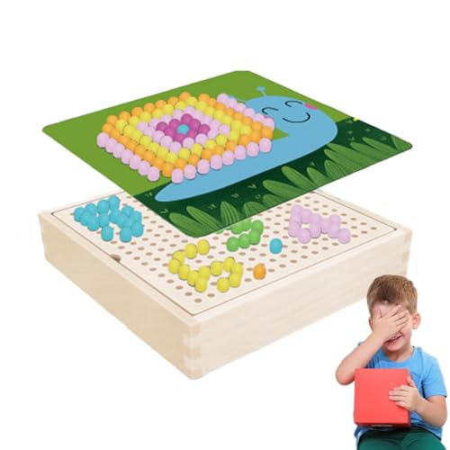 CEMELI Stecktafel-Puzzles aus Holz,240 Stück Nägel pädagogisches Lernspielzeug - Mit Massivholz-Aufbewahrungsbox, Holz-Pilznägeln, Stecktafel ab 3 Jahren von CEMELI
