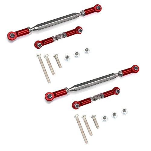 CENMEN 2 x verstellbare Lenkstange aus Metall Servo Link Zugstange für MN D90 D99 MN-90-45 1/12 RC Car Crawler, Rot von CENMEN