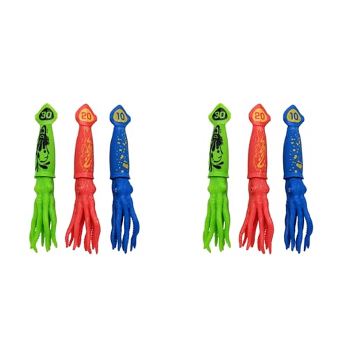 CENMEN 6 StüCk Dive Toys Poolspielzeug für Kinder Werfen Sie Unterwasser Octopus Badespielzeug mit Lustigen Gesichtern Tintenfisch für Kinder von CENMEN