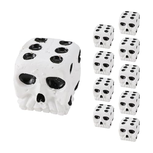 CENMEN Totenkopf-Würfel, 6-Seitig, Knochen, Einzigartiges Geschenk für Gamer für Rollenspiele, Brettspiele für Halloween, 10 Stück, von CENMEN