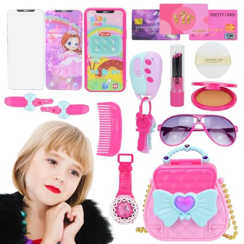 CENMOO Kleines Mädchen-Geldbörsen-Set, Beauty-Spielzeug, Aktivitätsspielset,Simulation Prinzessin Spielzeugzubehör - Simulation Lippenstift Modell Spielzeug Kinder Geldbörse und Make-up Set, von CENMOO