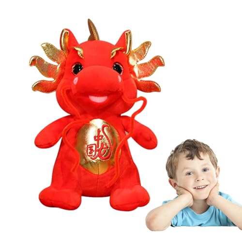 CENMOO Plüschtier Tierkreis, Drache des chinesischen Neujahrs, Plüschpuppen, rot glücklich, bequem, Drache, für Festival-Tischdekorationen von CENMOO