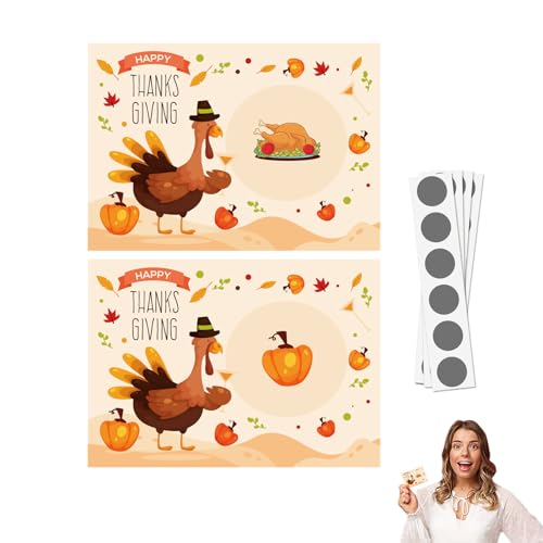 CENMOO Spielkarten zum Rubbeln, 48 Grußkarten mit Thanksgiving-Design, Weihnachtsspiele für Meetings, Schulveranstaltungen, Gruppenspiele, Herausforderungen von CENMOO