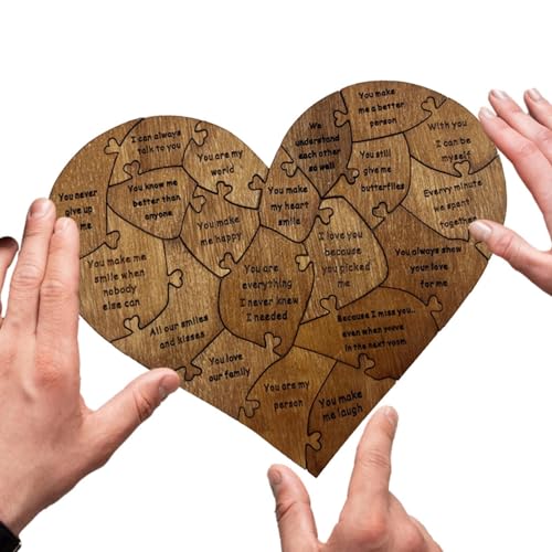 Holzpuzzle in Herzform | Romantisches Puzzle für Paare zum Valentinstag 2024, Gründe, warum ich dich liebe, Liebespuzzle, Herzpuzzle für Cenmoo von CENMOO