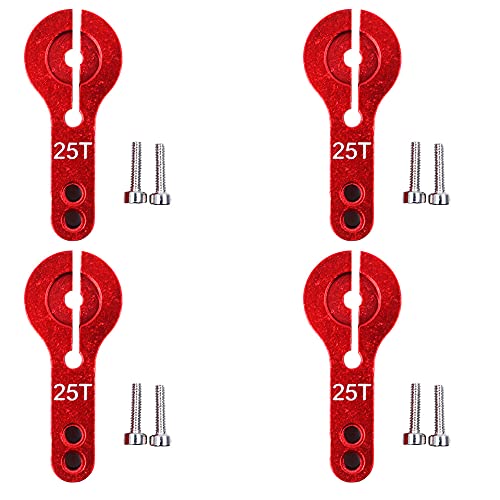 CENPEK 4 Stück 25T Aluminium Servohorn M3 Gewinde Metall Lenkarm für RC Auto LKW Buggy Flugzeug rot von CENPEK
