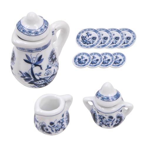 CENPEK Puppenhaus-Teeservice Aus Keramik, 1:12, Puppenhaus-Zubehör Mit Mini-Gabel, Löffel, Besteck Für Puppenhaus-Szenendekoration – Blaues Und Weißes Porzellan CENPEK Puppenhaus-Teeservice Aus Keramik, 1:12, Puppenhaus-Zubehör Mit Mini-Gabel, Löffel, Besteck Für Puppenhaus-Szenendekoration – Blaues Und Weißes Porzellan von CENPEK