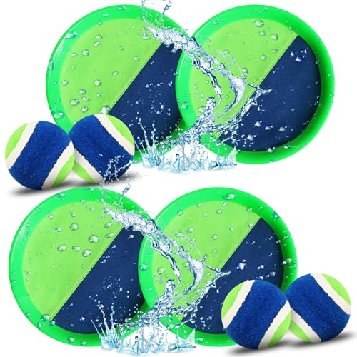 CESHMD Klettballspiel für Kinder, Kinder Klettspiel Ball mit 4 Fangscheiben und 4 Bällen, Strandspielzeug Wurfspiel Outdoor Spiele ab 3 4 5 6 7 8 9 für Jahre Mädchen Junge CESHMD Klettballspiel für Kinder, Kinder Klettspiel Ball mit 4 Fangscheiben und 4 Bällen, Strandspielzeug Wurfspiel Outdoor Spiele ab 3 4 5 6 7 8 9 für Jahre Mädchen Junge von CESHMD