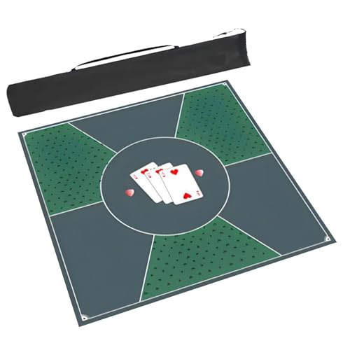 mahjong set, Grüne Mahjong-Matte mit Aufbewahrungstasche, rutschfeste Mahjong-Tischmatte mit Geräuschreduzierung, Pokerkarten-Mahjongg-Spieltischabdeckung (Größe: 35,4 x 35,4 Zoll/90 x 90 cm)(39.4x39. von CETEOR