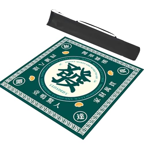 mahjong set, Mahjong-Tischmatte mit schwarzer Tragetasche, rutschfeste und geräuschreduzierende Tischabdeckung, rutschfeste Matte for Brettspiele (Farbe: Rot, Größe: 27,6 x 27,6 Zoll/70 x 70 cm)(Green von CETEOR
