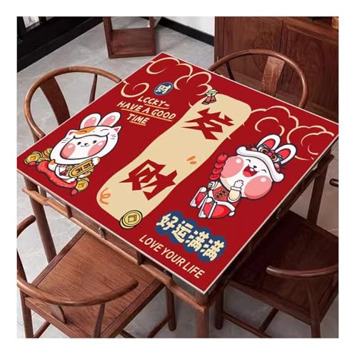 mahjong set, Rote Mahjong-Tischmatte, rutschfeste Spielmatte mit Geräuschreduzierung, Mahjong, Dominosteine, Pokerkarten und Brettspiele, Tischunterlage (Farbe: Rot-5, Größe: 31,5 x 31,5 Zoll)(Red-2,3 von CETEOR