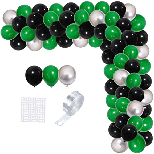 Grün Schwarz Silber Ballon Girlande Bogen Kit, 117PCS Grün Schwarz Metallic Silber Ballons Video Gaming Party Ballon für World Cup Fußball Ball Geburtstag Graduierung Neujahr Party Dekorationen von CEUQIESO