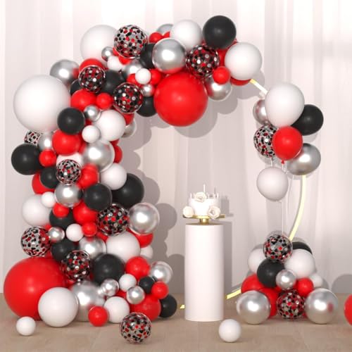 Rot Schwarz Weiß Ballon Bogen Girlande Kit - Rot Schwarz Ballons Metallic Silber Weiß Ballon für Geburtstag Hochzeit Braut Dusche Jahrestag Weihnachten Party Dekorationen Rot Schwarz Weiß Ballon Bogen Girlande Kit - Rot Schwarz Ballons Metallic Silber Weiß Ballon für Geburtstag Hochzeit Braut Dusche Jahrestag Weihnachten Party Dekorationen von CEUQIESO